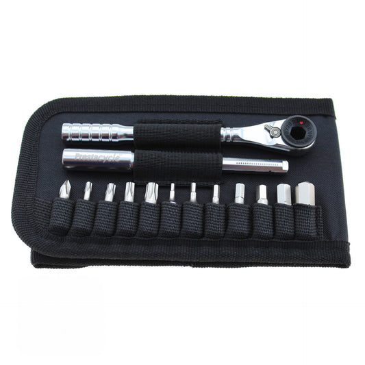 Prestacycle T-Handle Ratchet Wallet - 3 way Ratchet and T-Handle Tool Kit